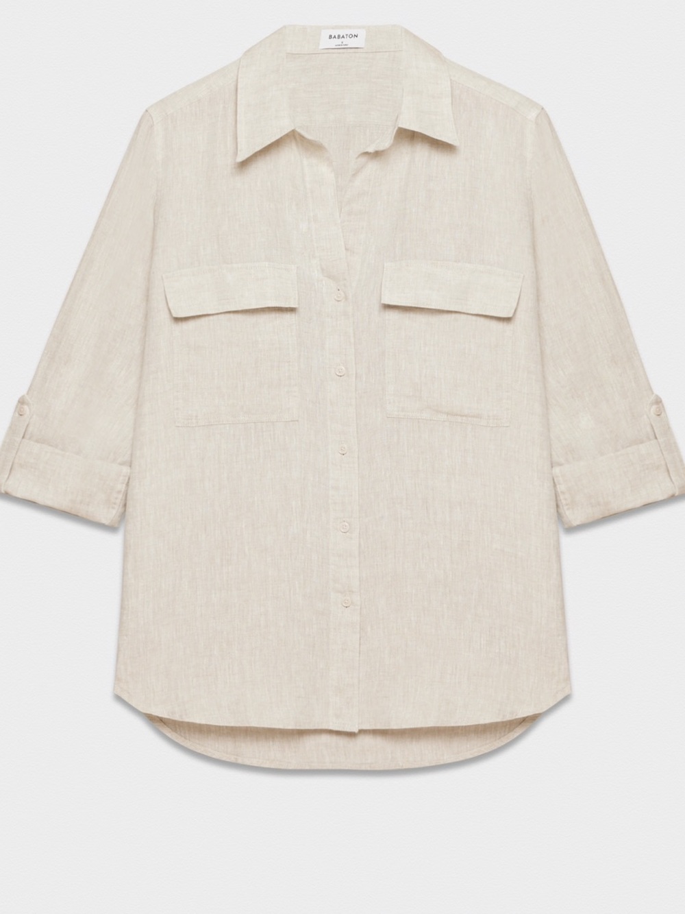 Aritzia Babaton Utility Linen Shirt Oatmeal Beige Size M
